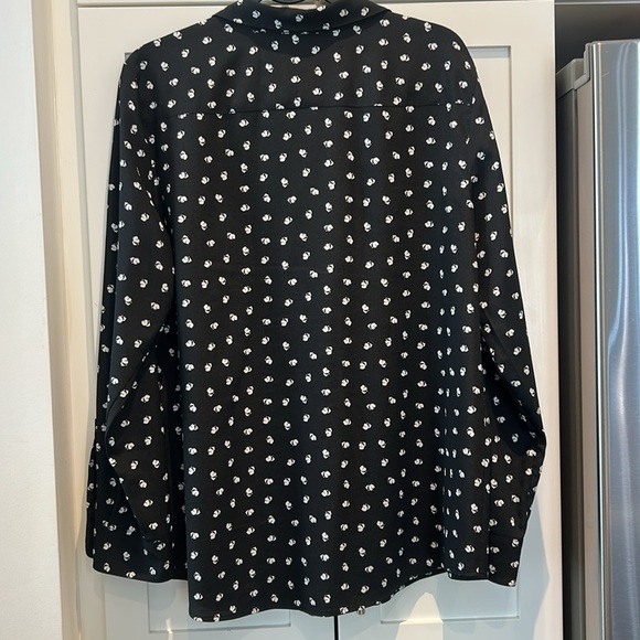 Karl Lagerfeld Signature Logo Button Down Blouse Black White Chic Office Size XL - Picture 6 of 13